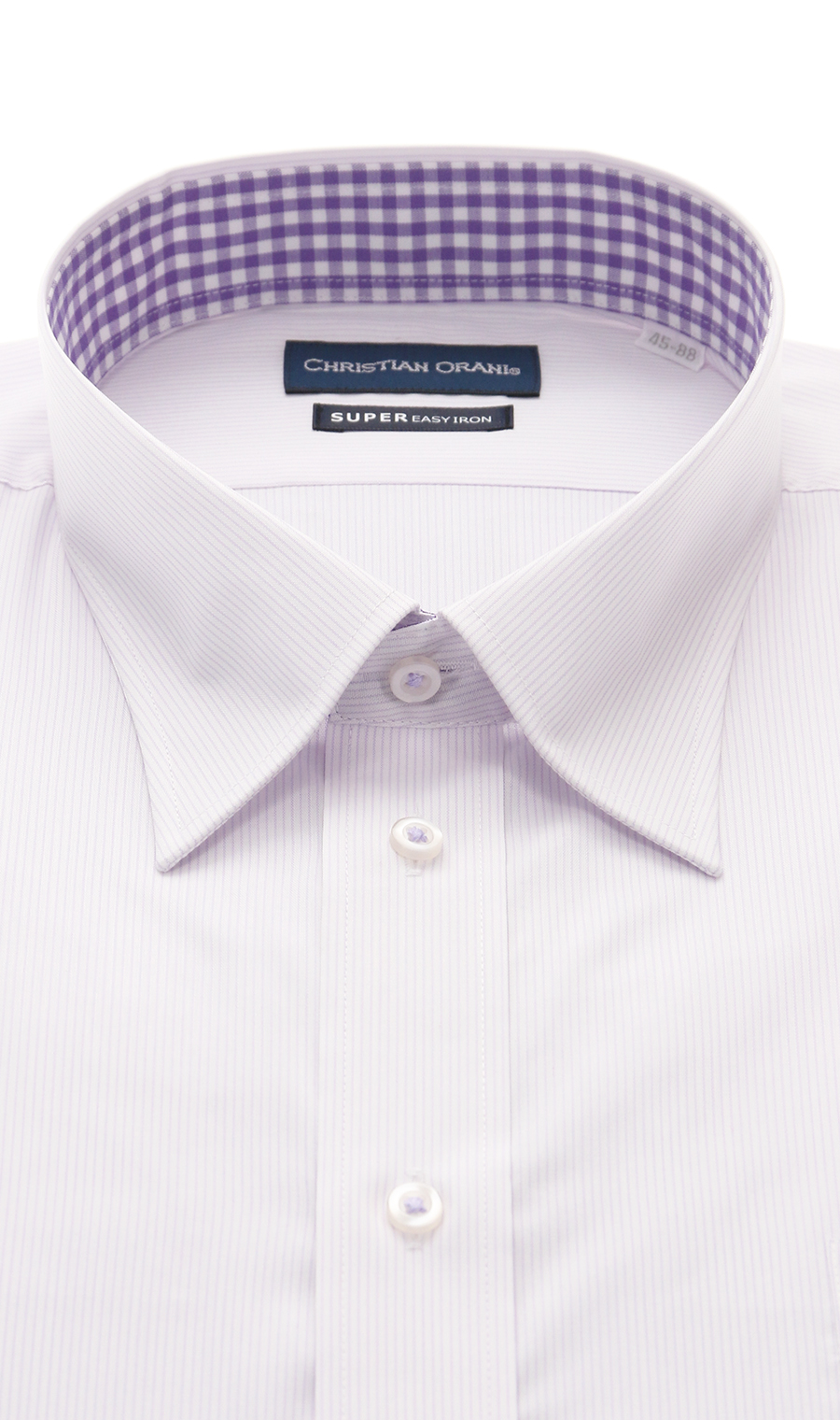 レギュラーカラースタンダードワイシャツ【キング&トール】 パープル 首周り:45cm,裄丈:80cm