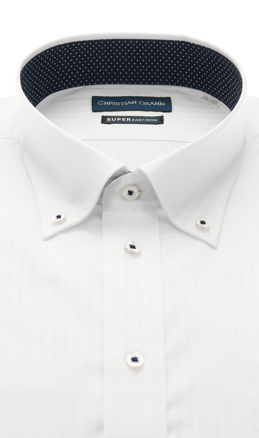 ボタンダウンスタンダードワイシャツ【キング&トール】 ホワイト 首周り:45cm,裄丈:84cm