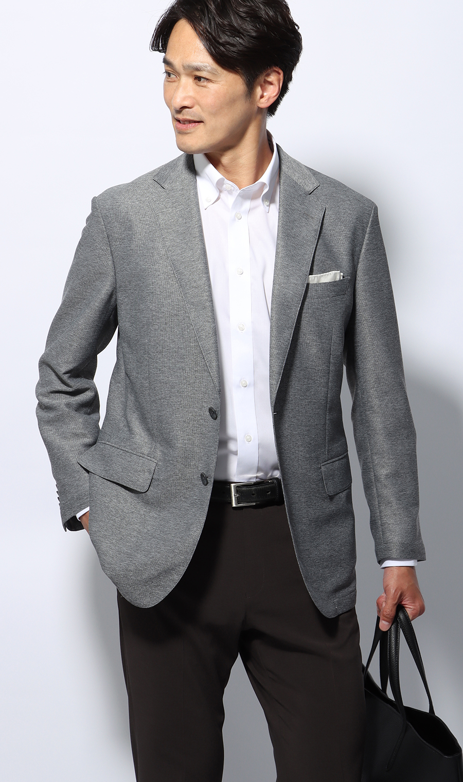 ボタンダウンスタンダードワイシャツ【NON IRONMAX】【白無地】 ホワイト 首周り:37cm,裄丈:78cm