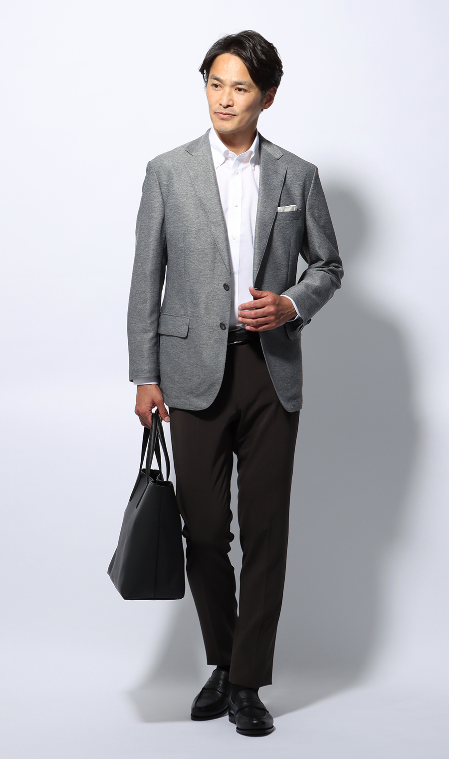 ボタンダウンスタンダードワイシャツ【NON IRONMAX】【白無地】 ホワイト 首周り:37cm,裄丈:78cm