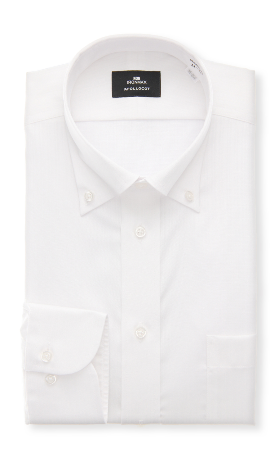 ボタンダウンスタンダードワイシャツ【NON IRONMAX】 ホワイト 首周り:37cm,裄丈:78cm