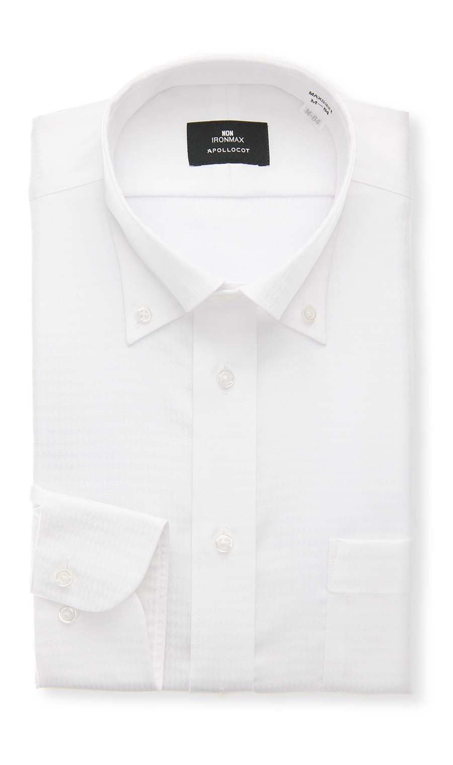 ボタンダウンスタンダードワイシャツ【NON IRONMAX】 ホワイト 首周り:37cm,裄丈:78cm