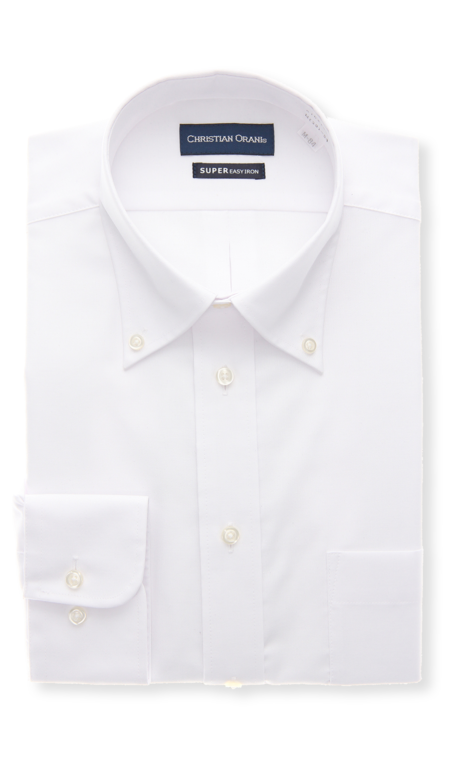 ボタンダウンスタンダードワイシャツ ホワイト 首周り:39cm,裄丈:80cm