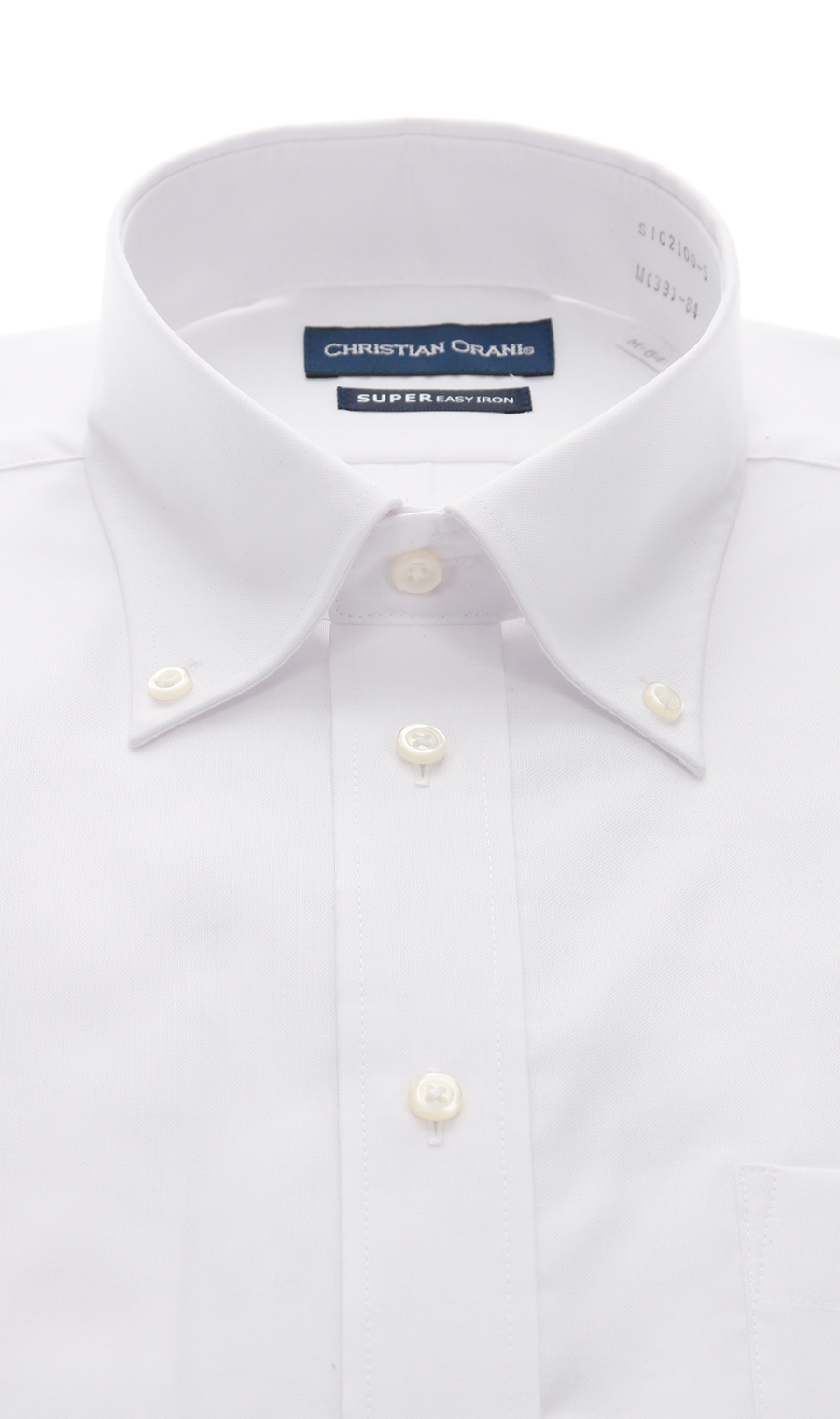 ボタンダウンスタンダードワイシャツ ホワイト 首周り:39cm,裄丈:80cm