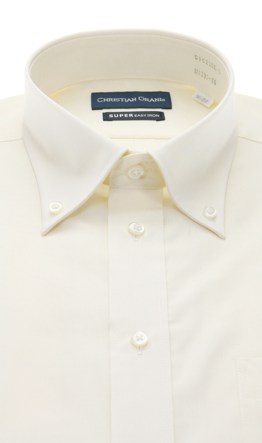 ボタンダウンスタンダードワイシャツ イエロー 首周り:37cm,裄丈:82cm