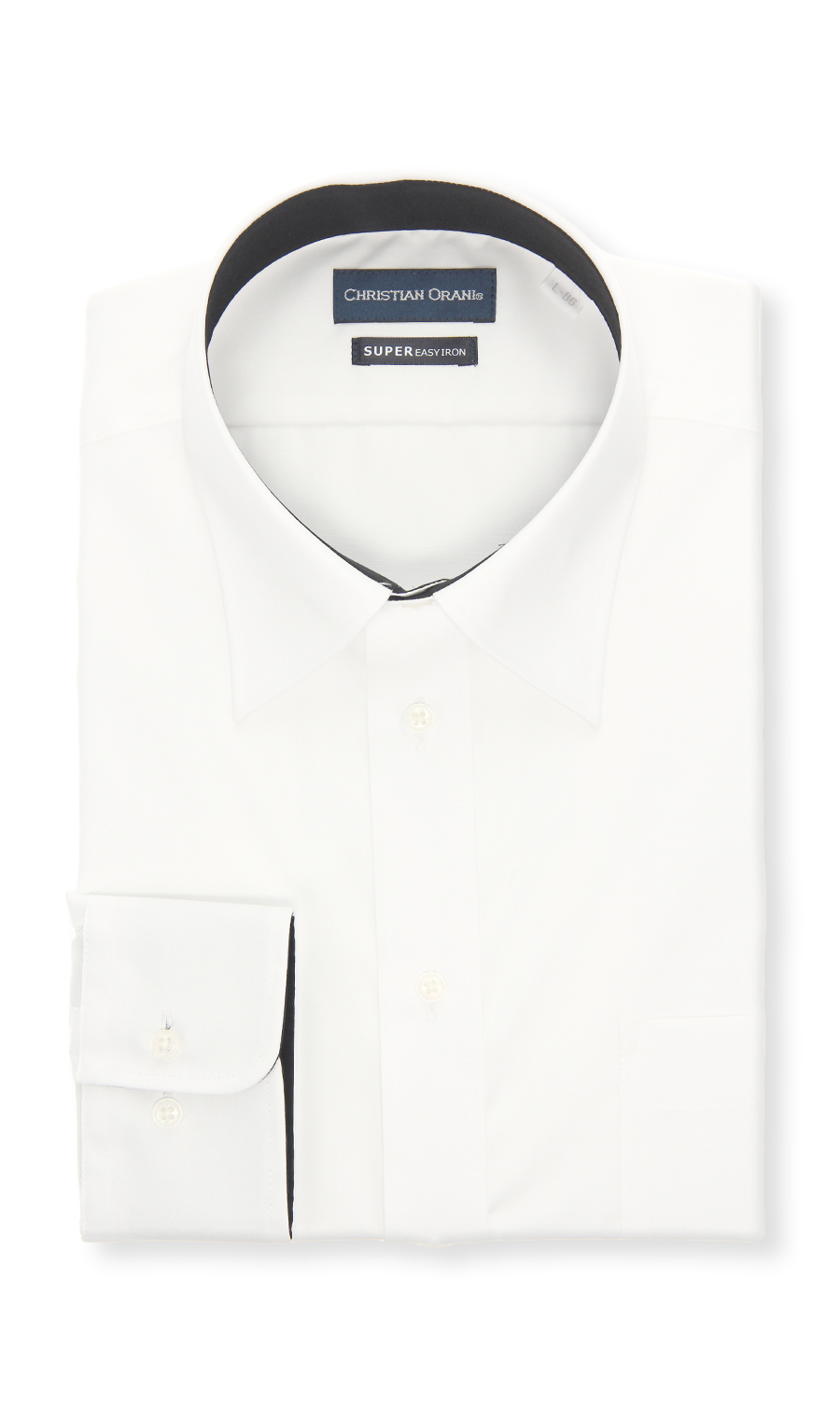 レギュラーカラースタンダードワイシャツ【白無地】 ホワイト 首周り:37cm,裄丈:78cm