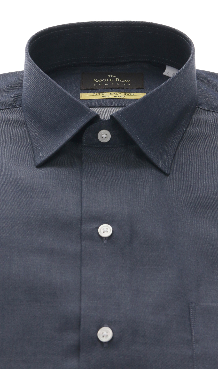 ワイドカラースタンダードワイシャツ【WOOL BLEND】 ネイビー 首周り:37cm,裄丈:82cm