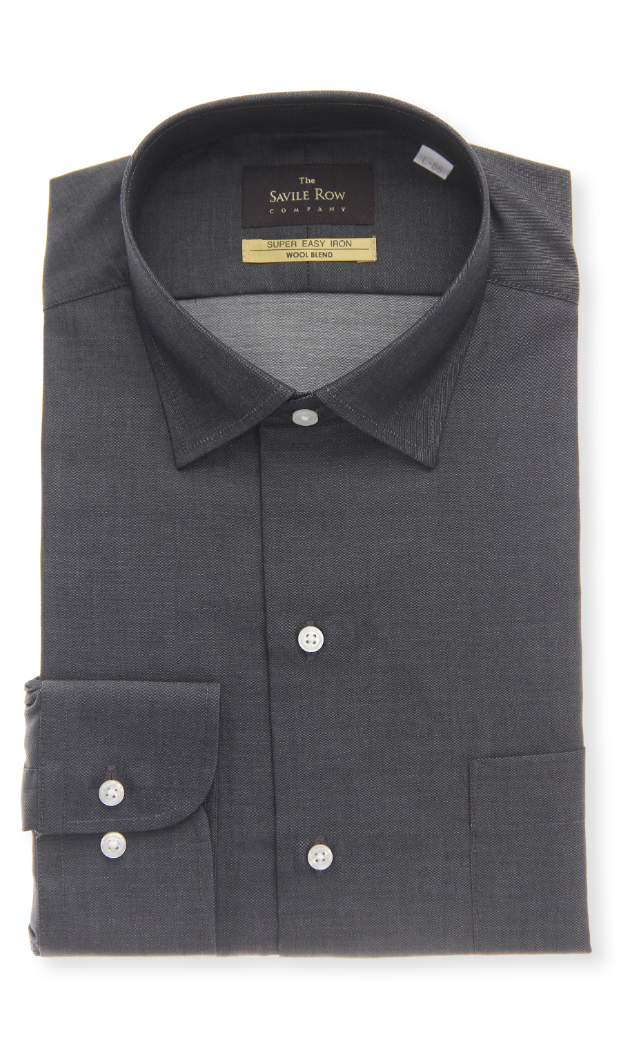 ワイドカラースタンダードワイシャツ【WOOL BLEND】 チャコール 首周り:37cm,裄丈:82cm