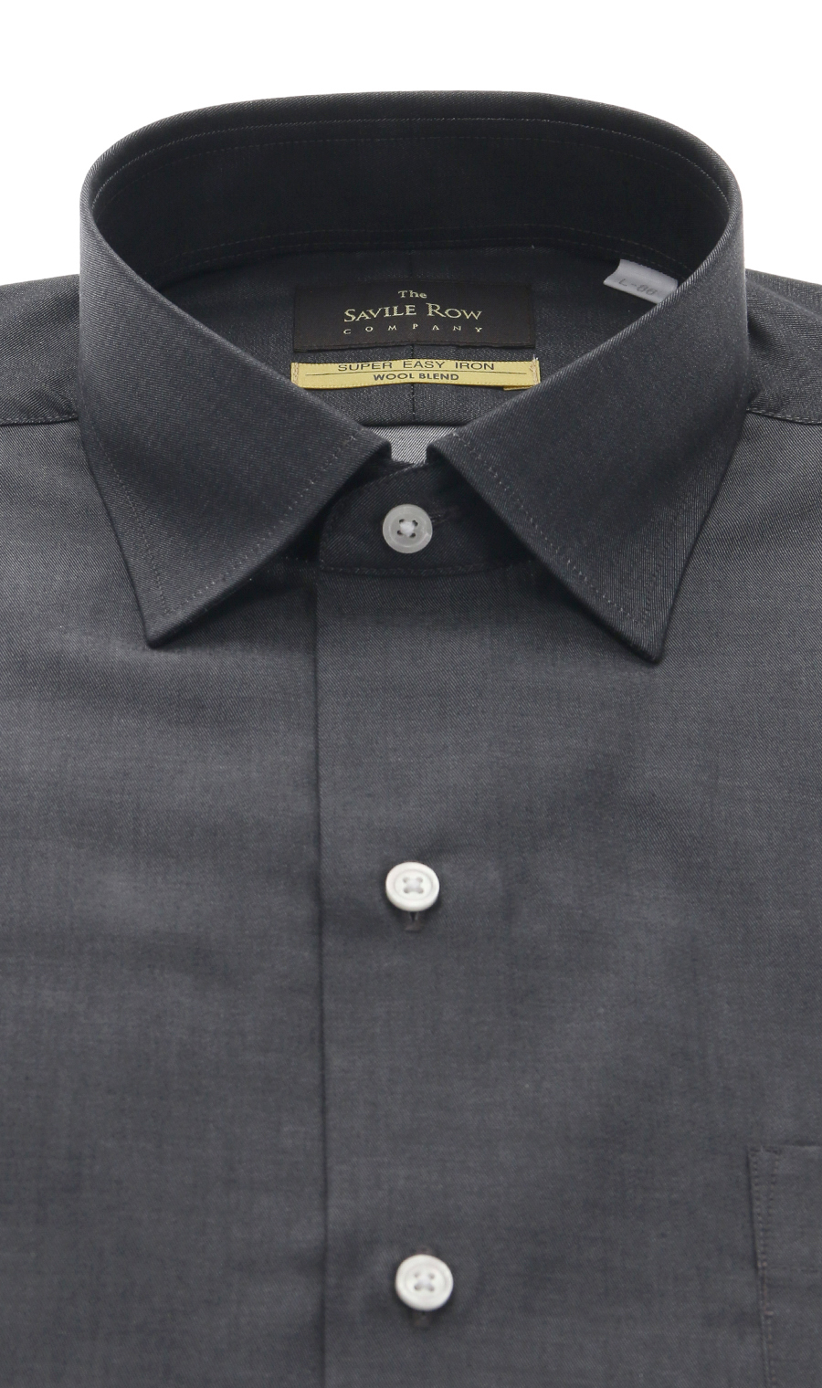 ワイドカラースタンダードワイシャツ【WOOL BLEND】 チャコール 首周り:37cm,裄丈:82cm