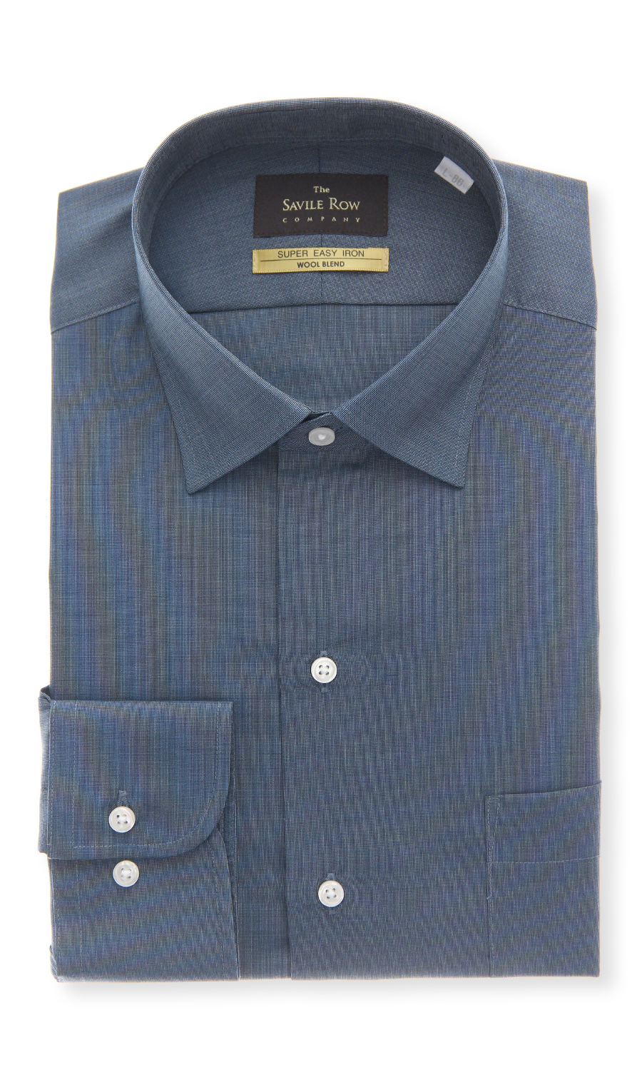 ワイドカラースタンダードワイシャツ【WOOL BLEND】 ブルー 首周り:37cm,裄丈:82cm