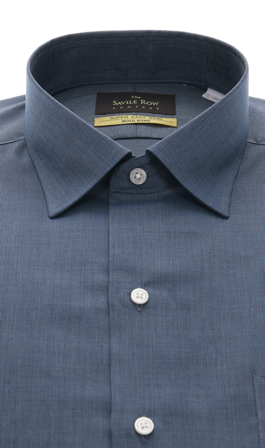 ワイドカラースタンダードワイシャツ【WOOL BLEND】 ブルー 首周り:37cm,裄丈:82cm