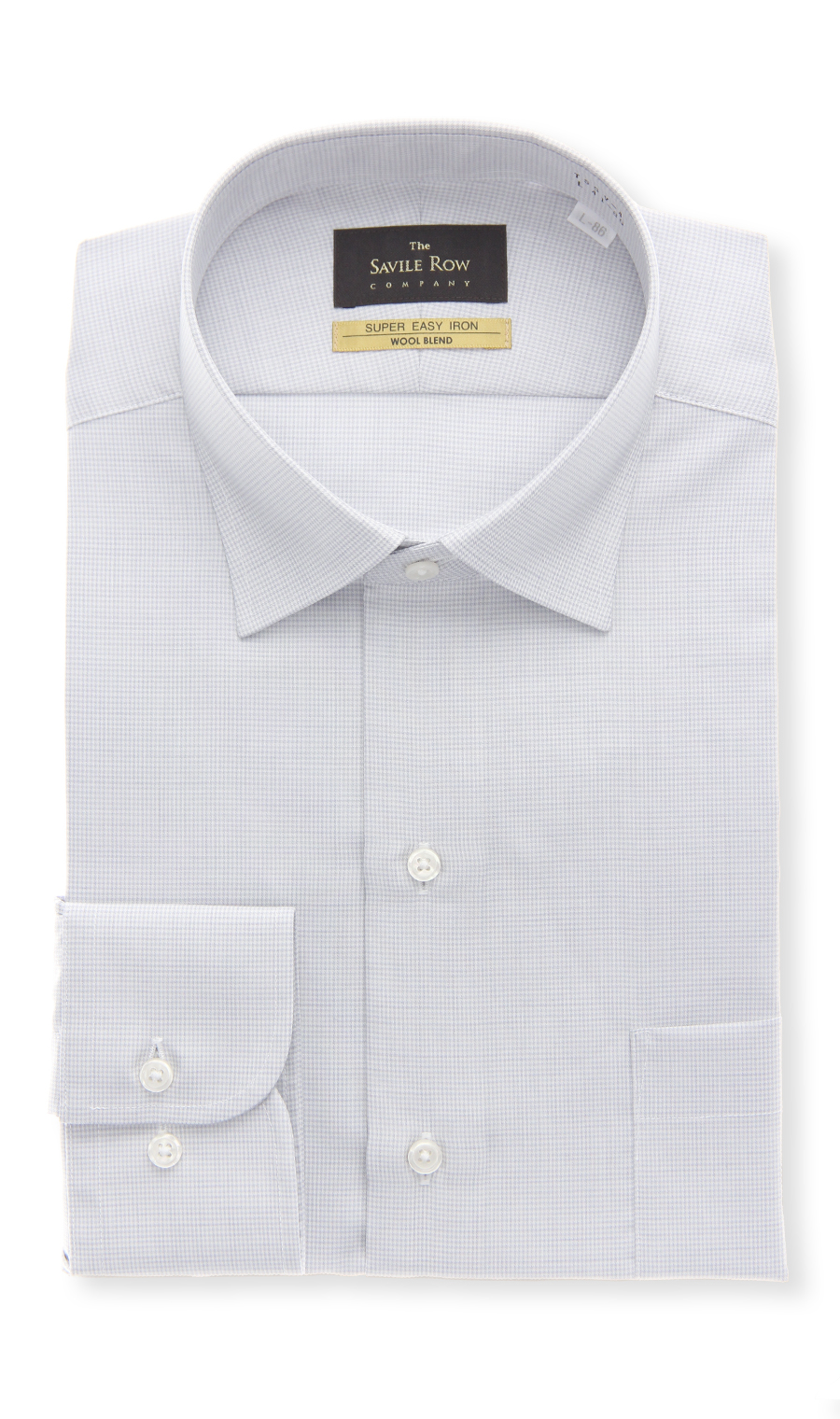 ワイドカラースタンダードワイシャツ【WOOL BLEND】 ライトグレー 首周り:37cm,裄丈:82cm