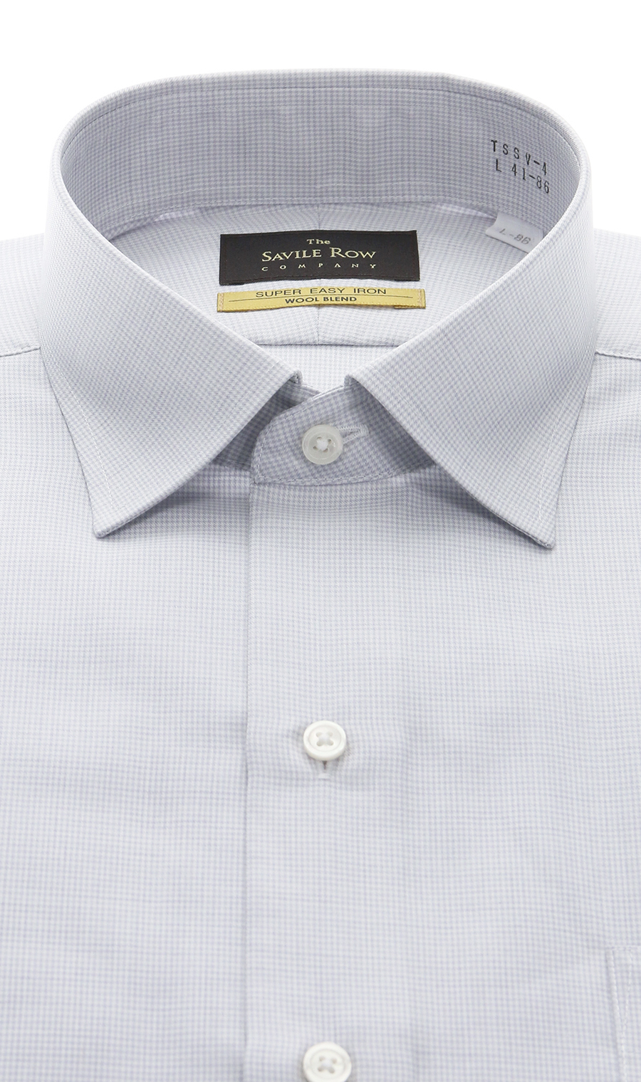 ワイドカラースタンダードワイシャツ【WOOL BLEND】 ライトグレー 首周り:37cm,裄丈:82cm