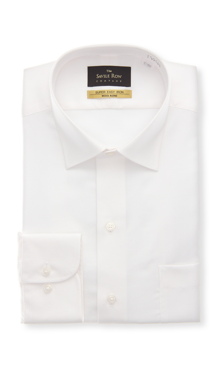 ワイドカラーワイシャツ【WOOL BLEND】 ホワイト 首周り:37cm,裄丈:82cm