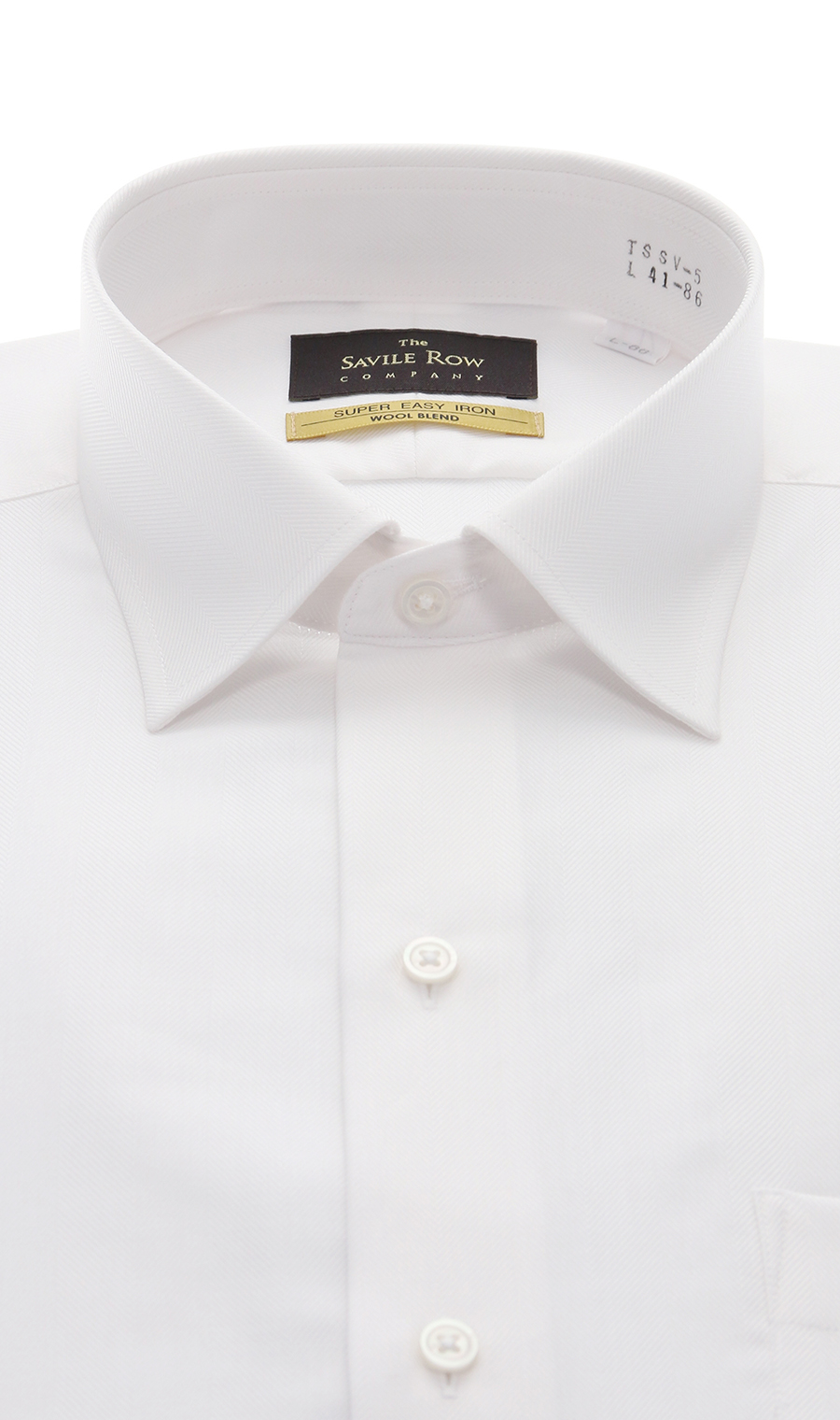 ワイドカラーワイシャツ【WOOL BLEND】 ホワイト 首周り:37cm,裄丈:82cm