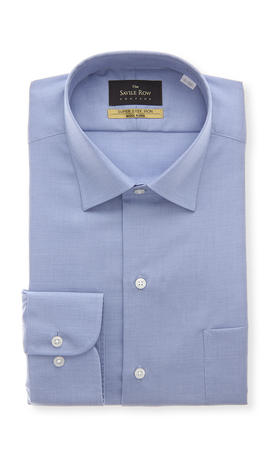 ワイドカラーワイシャツ【WOOL BLEND】 ブルー 首周り:37cm,裄丈:82cm