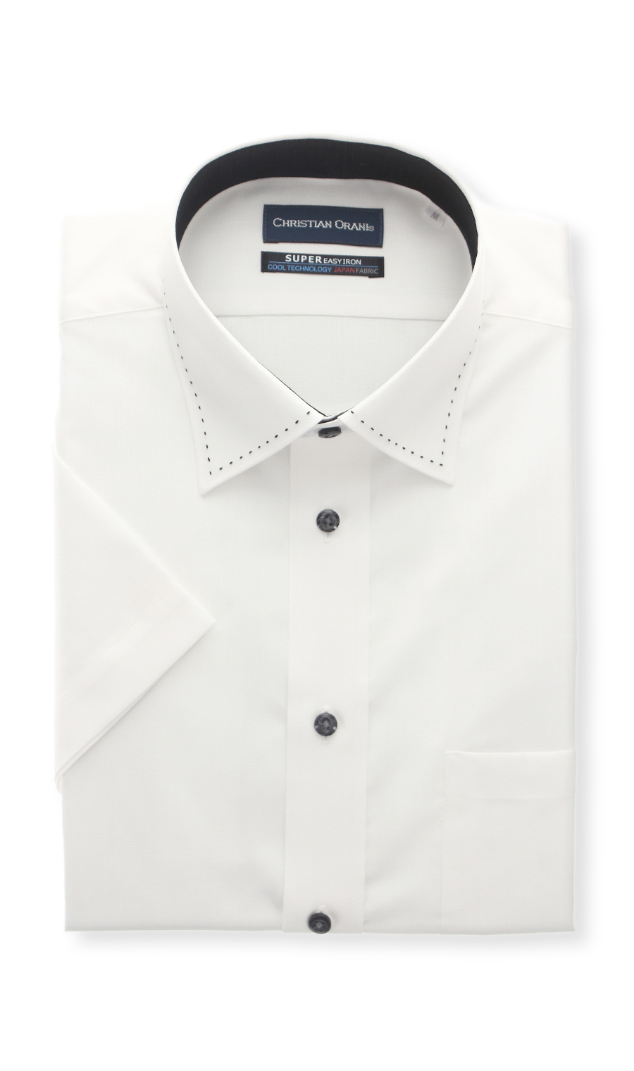 ワイドカラースタンダードワイシャツ【半袖】【COOL TECHNOLOGY】 ホワイト 首周り:39cm,裄丈:00