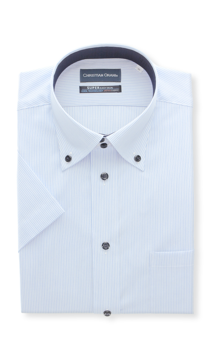 ボタンダウンスタンダードワイシャツ【半袖】【COOL TECHNOLOGY】 ブルー 首周り:39cm,裄丈:00