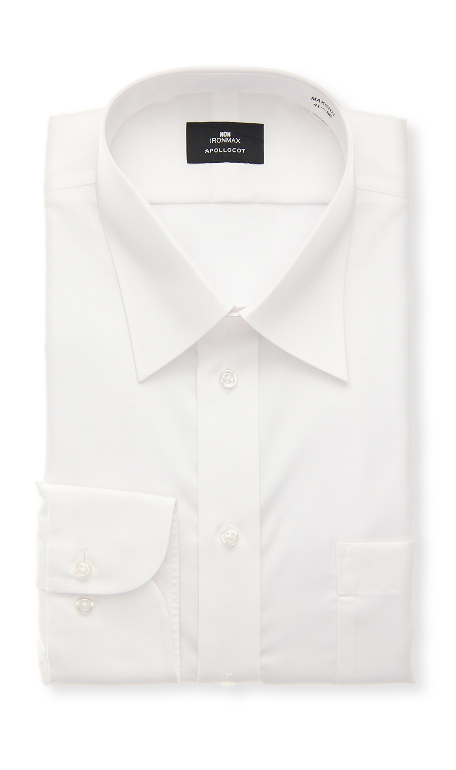 レギュラーカラースタンダードワイシャツ【NON IRONMAX】【白無地】 ホワイト 首周り:37cm,裄丈:76cm