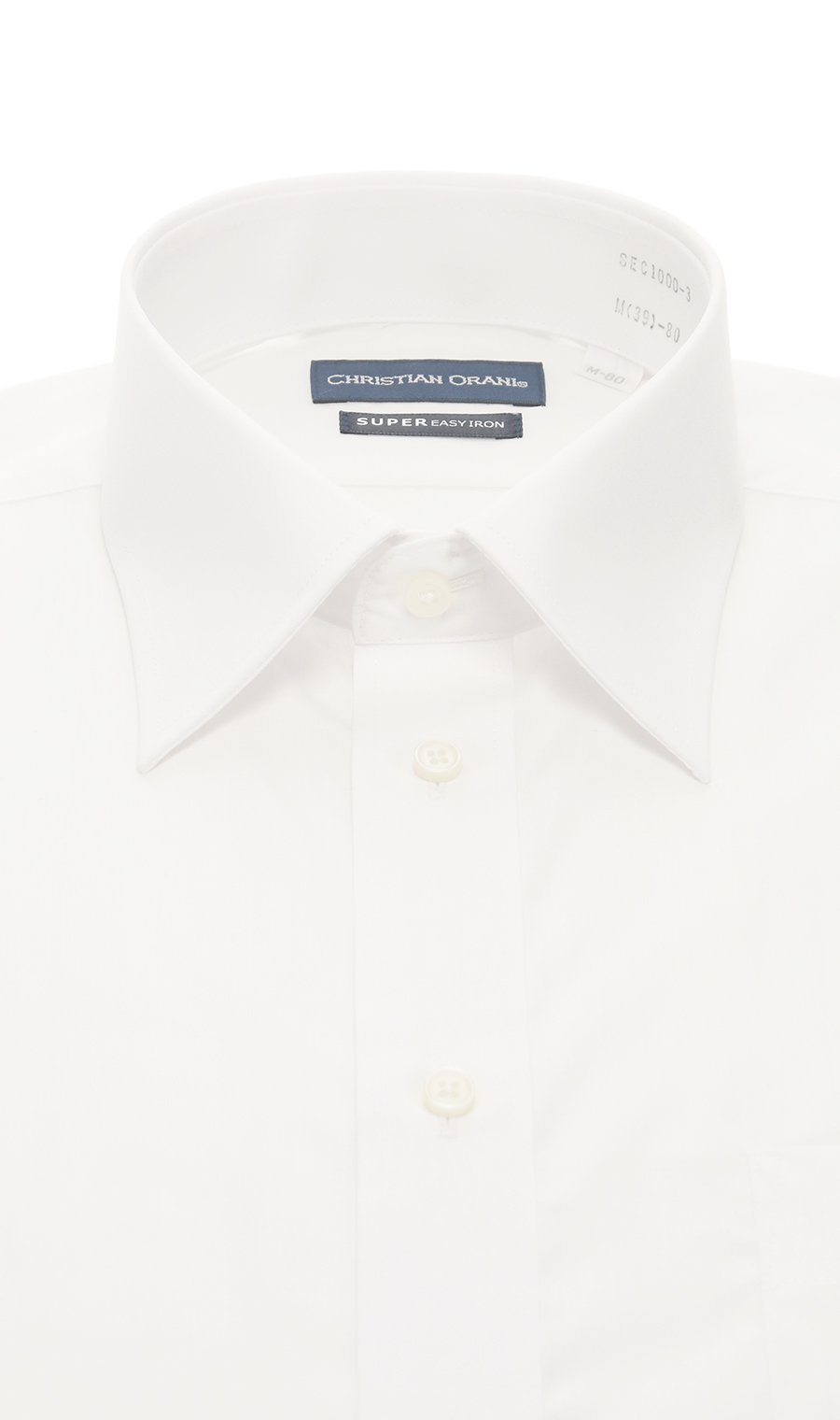 レギュラーカラースタンダードワイシャツ【COTTON∞】 ホワイト 首周り:37cm,裄丈:76cm