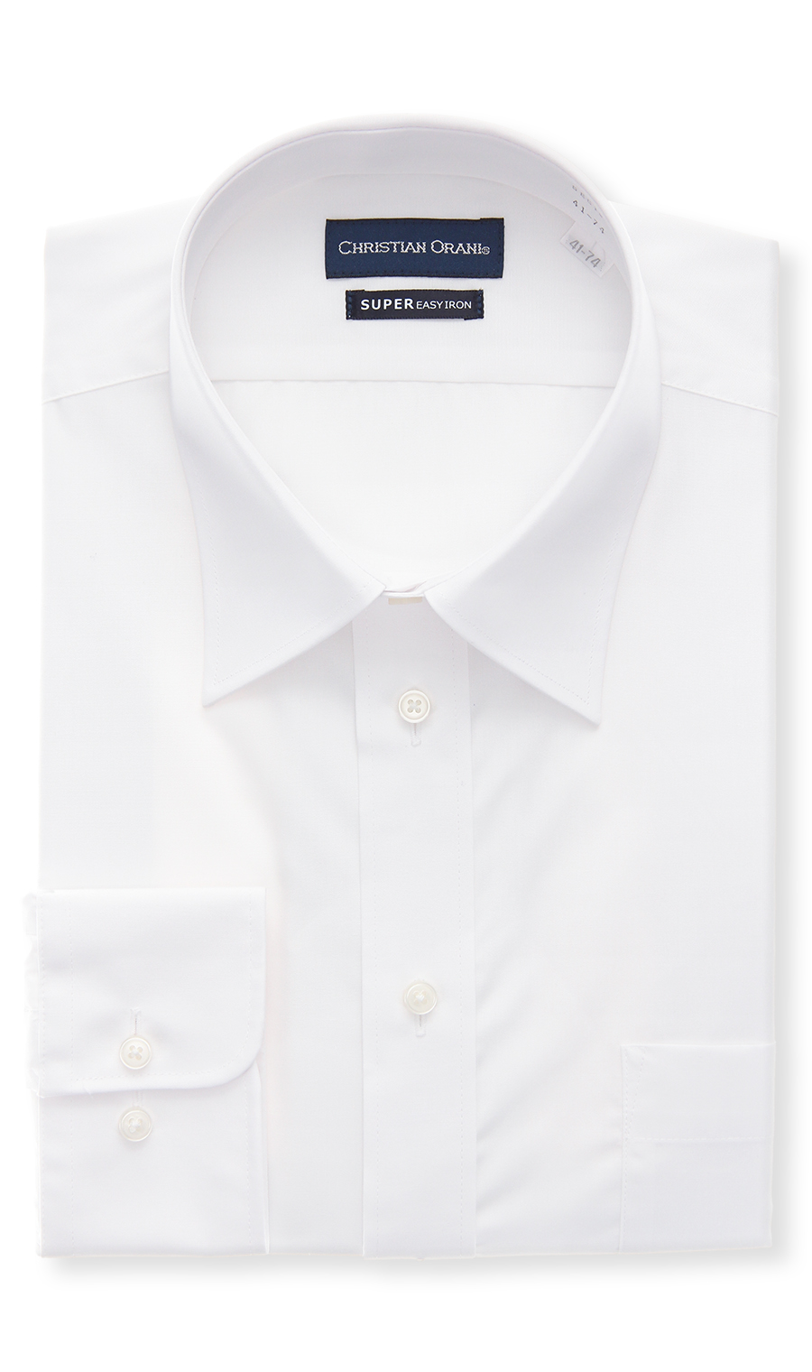 レギュラーカラースタンダードワイシャツ【スモール】【COTTON∞】 ホワイト 首周り:41cm,裄丈:74cm