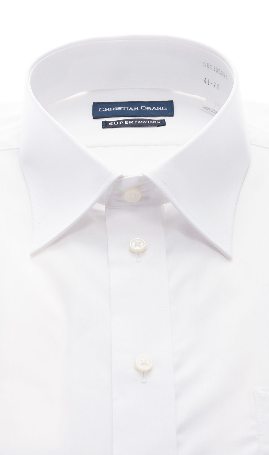 レギュラーカラースタンダードワイシャツ【スモール】【COTTON∞】 ホワイト 首周り:41cm,裄丈:74cm