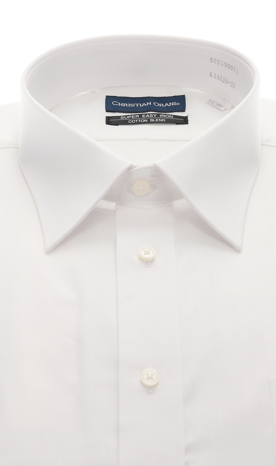 レギュラーカラースタンダードワイシャツ【トール】【COTTON∞】 ホワイト 首周り:43cm,裄丈:92cm