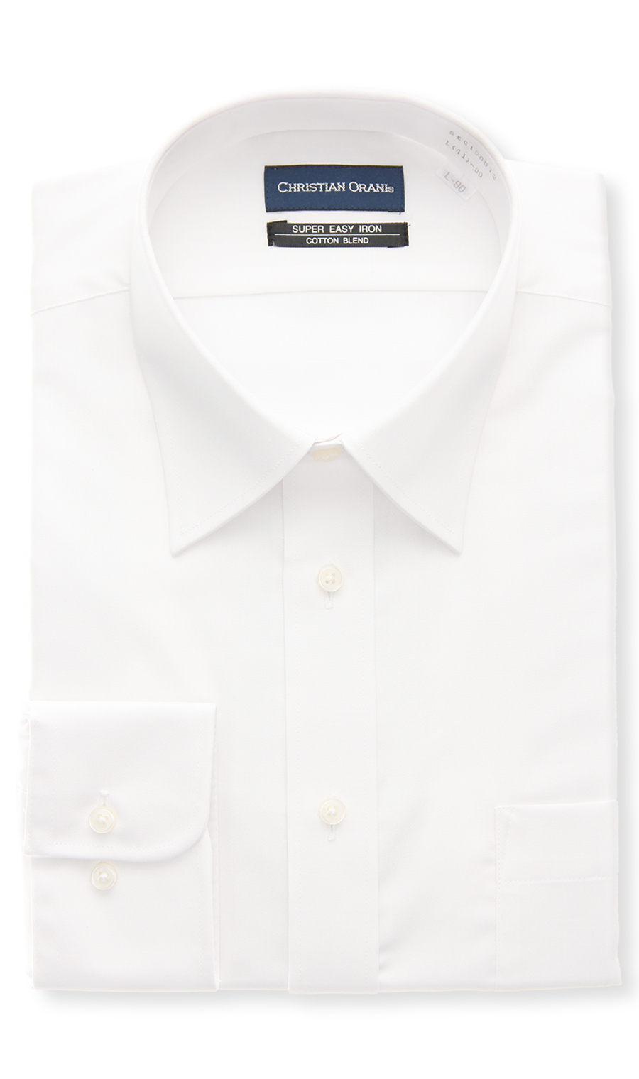 レギュラーカラースタンダードワイシャツ【トール】【COTTON∞】 ホワイト 首周り:41cm,裄丈:90cm