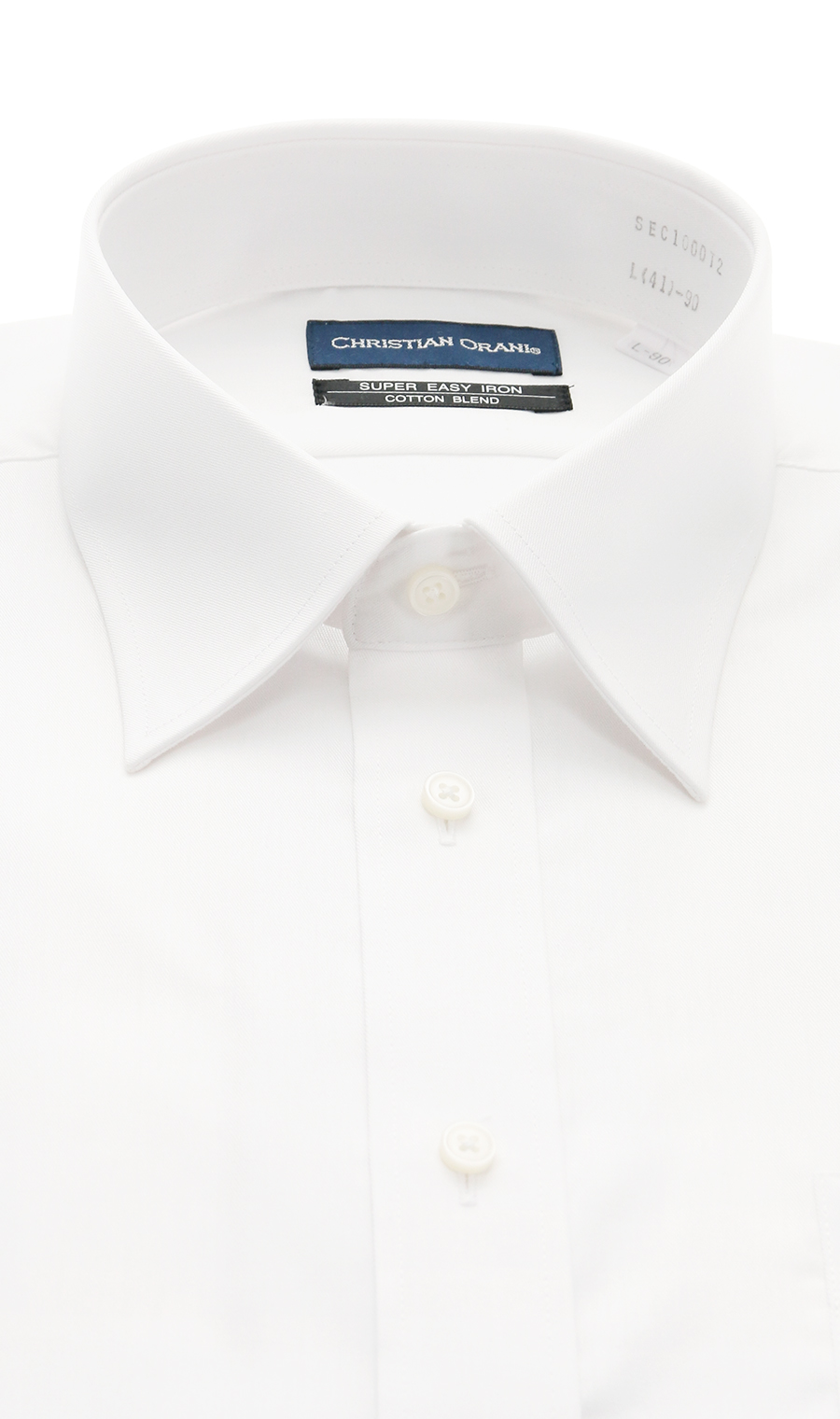 レギュラーカラースタンダードワイシャツ【トール】【COTTON∞】 ホワイト 首周り:41cm,裄丈:90cm