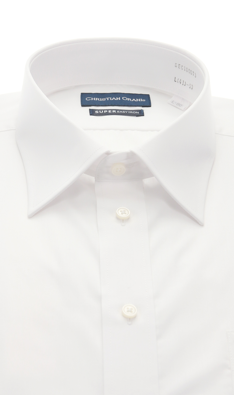 レギュラーカラースタンダードワイシャツ【トール】【COTTON∞】 ホワイト 首周り:41cm,裄丈:90cm