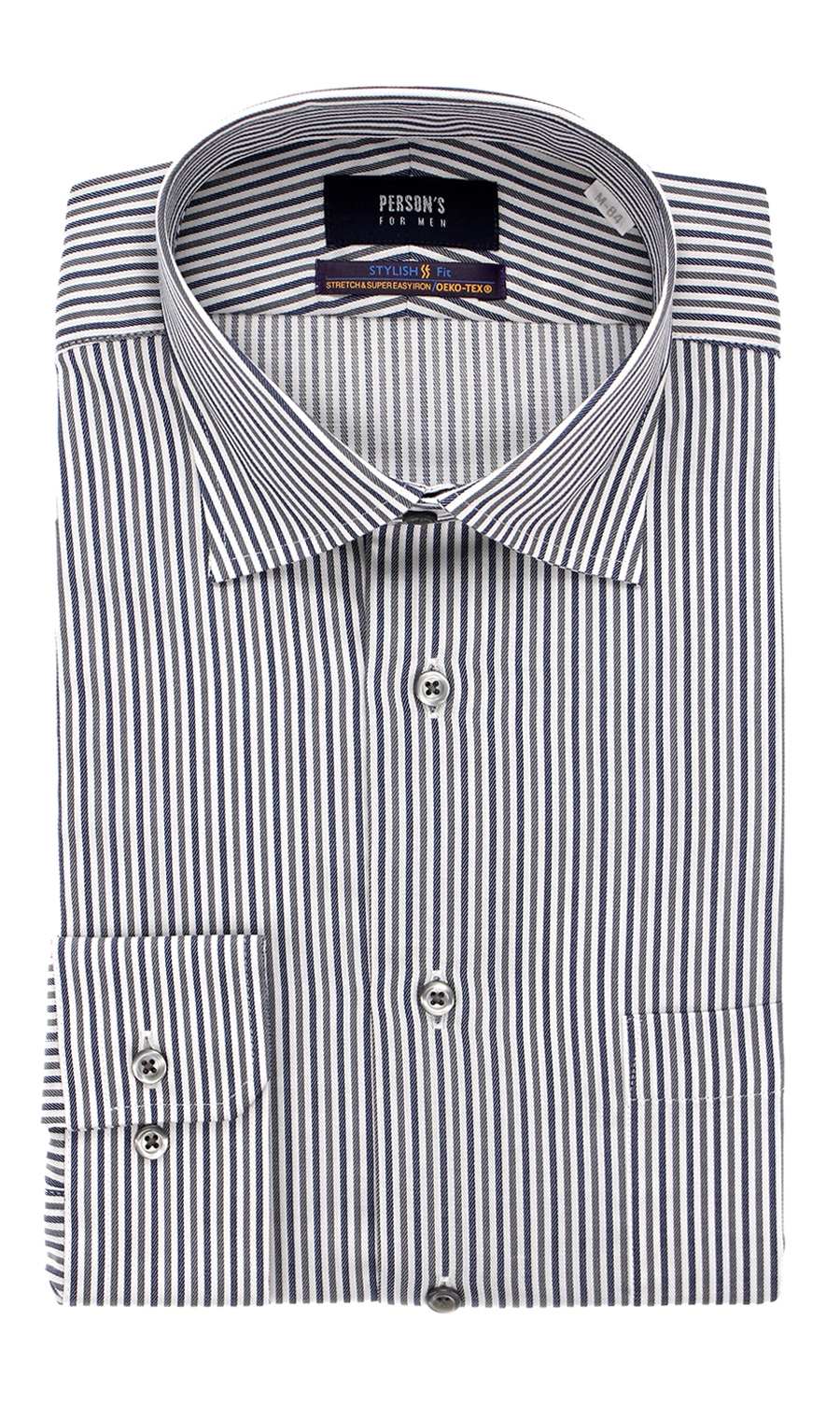 【訳アリ商品】ワイドカラースタイリッシュワイシャツ【SUPER EASYIRON】 グレー 首周り:37cm,裄丈:82cm