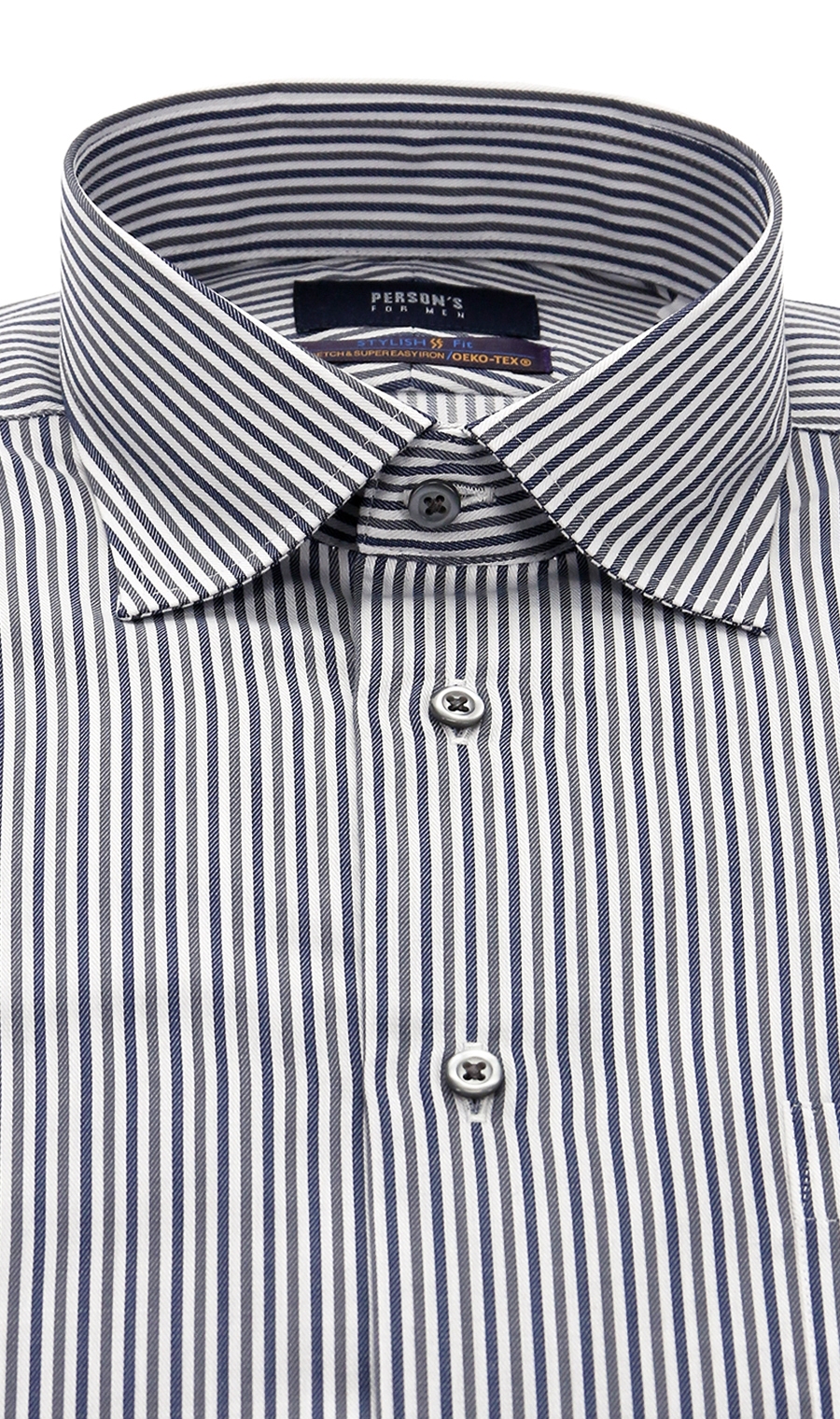 【訳アリ商品】ワイドカラースタイリッシュワイシャツ【SUPER EASYIRON】 グレー 首周り:37cm,裄丈:82cm