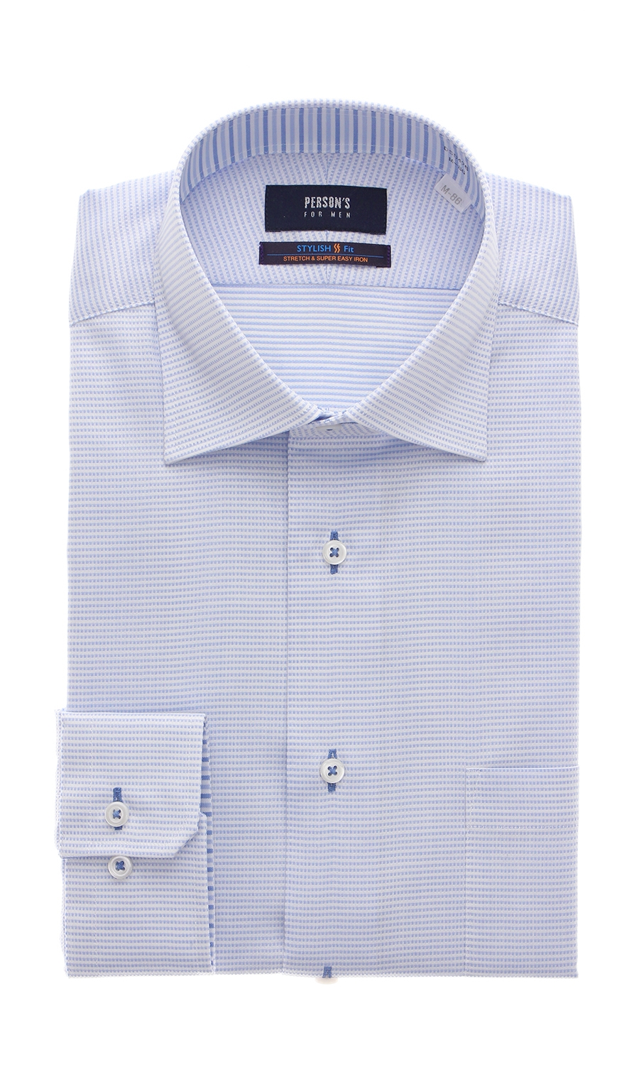 【訳アリ商品】ワイドカラースタイリッシュワイシャツ【Variex】 ブルー 首周り:37cm,裄丈:82cm