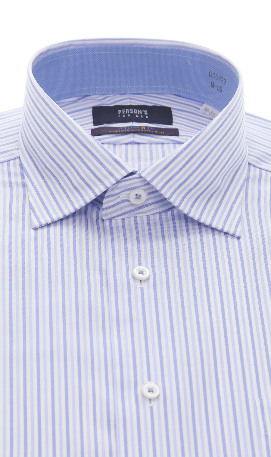 【訳アリ商品】ワイドカラースタイリッシュワイシャツ【Variex】 ブルー 首周り:39cm,裄丈:82cm