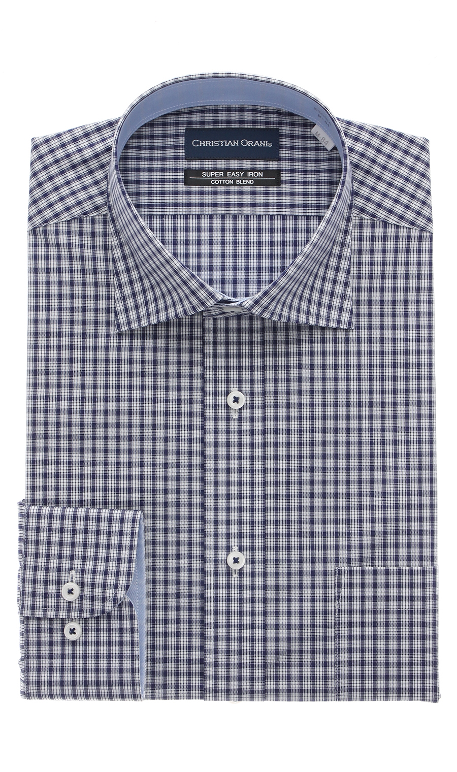 【訳アリ商品】ワイドカラースタンダードワイシャツ【Variex】 ネイビー 首周り:43cm,裄丈:86cm