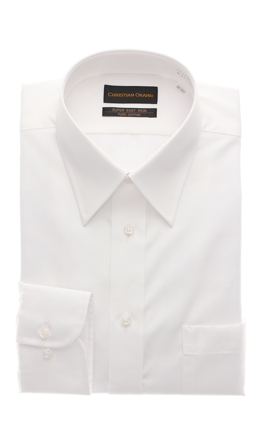 【訳アリ商品】レギュラーカラースタンダードワイシャツ【白無地】【MADE IN GREEN】 ホワイト 首周り:37cm,裄丈:84cm