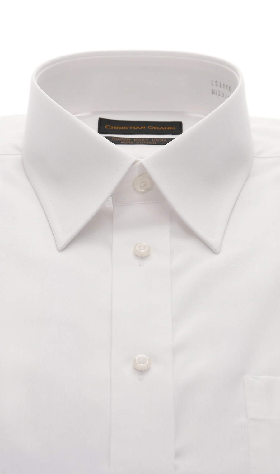 【訳アリ商品】レギュラーカラースタンダードワイシャツ【白無地】【MADE IN GREEN】 ホワイト 首周り:37cm,裄丈:84cm