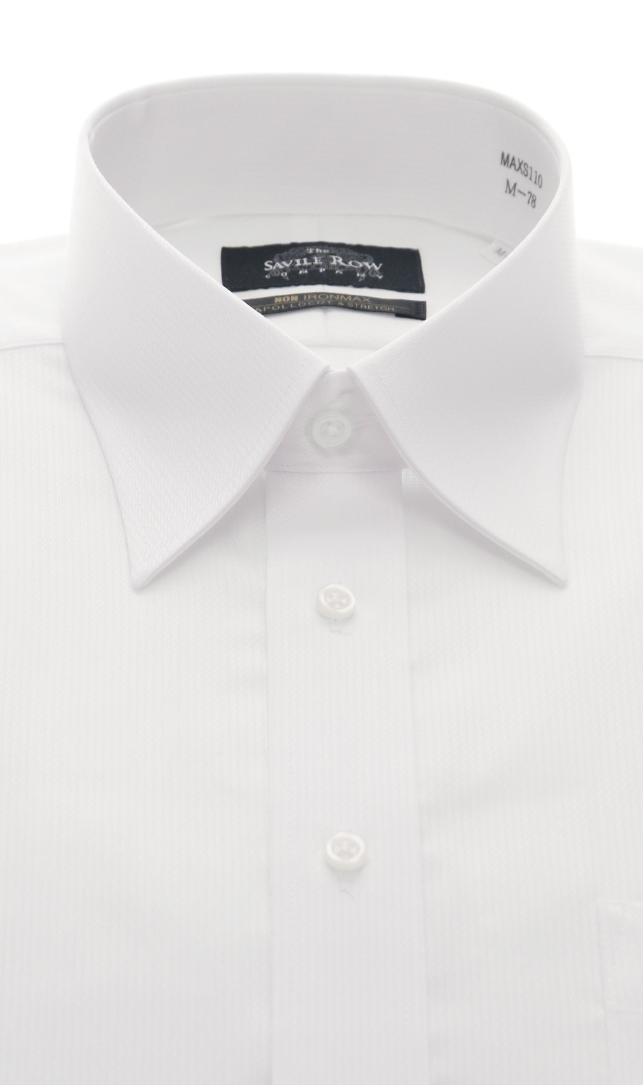 【訳アリ商品】レギュラーカラースタンダードワイシャツ【NON IRONMAX】 ホワイト 首周り:37cm,裄丈:76cm