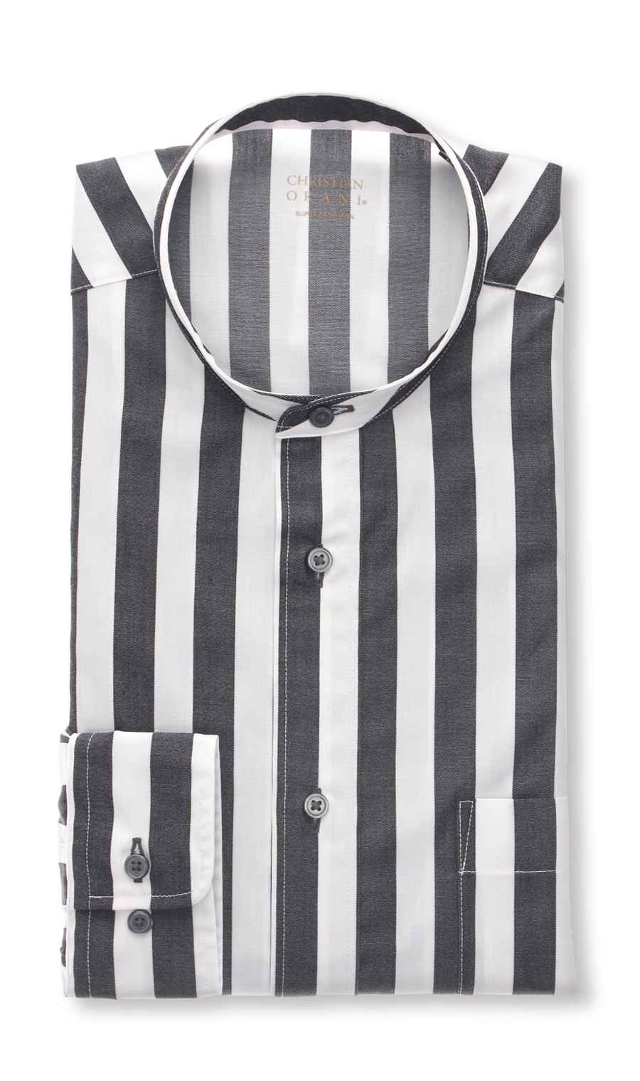 【訳アリ商品】バンドカラーワイシャツ【SUPER EASYIRON】 ブラック 首周り:41cm,裄丈:84cm