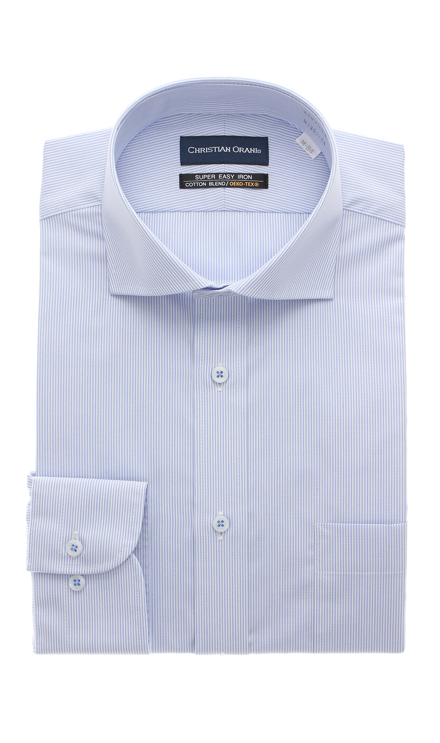 【訳アリ商品】ワイドカラースタンダードワイシャツ【DEOCROSS NEO】 ブルー 首周り:39cm,裄丈:84cm