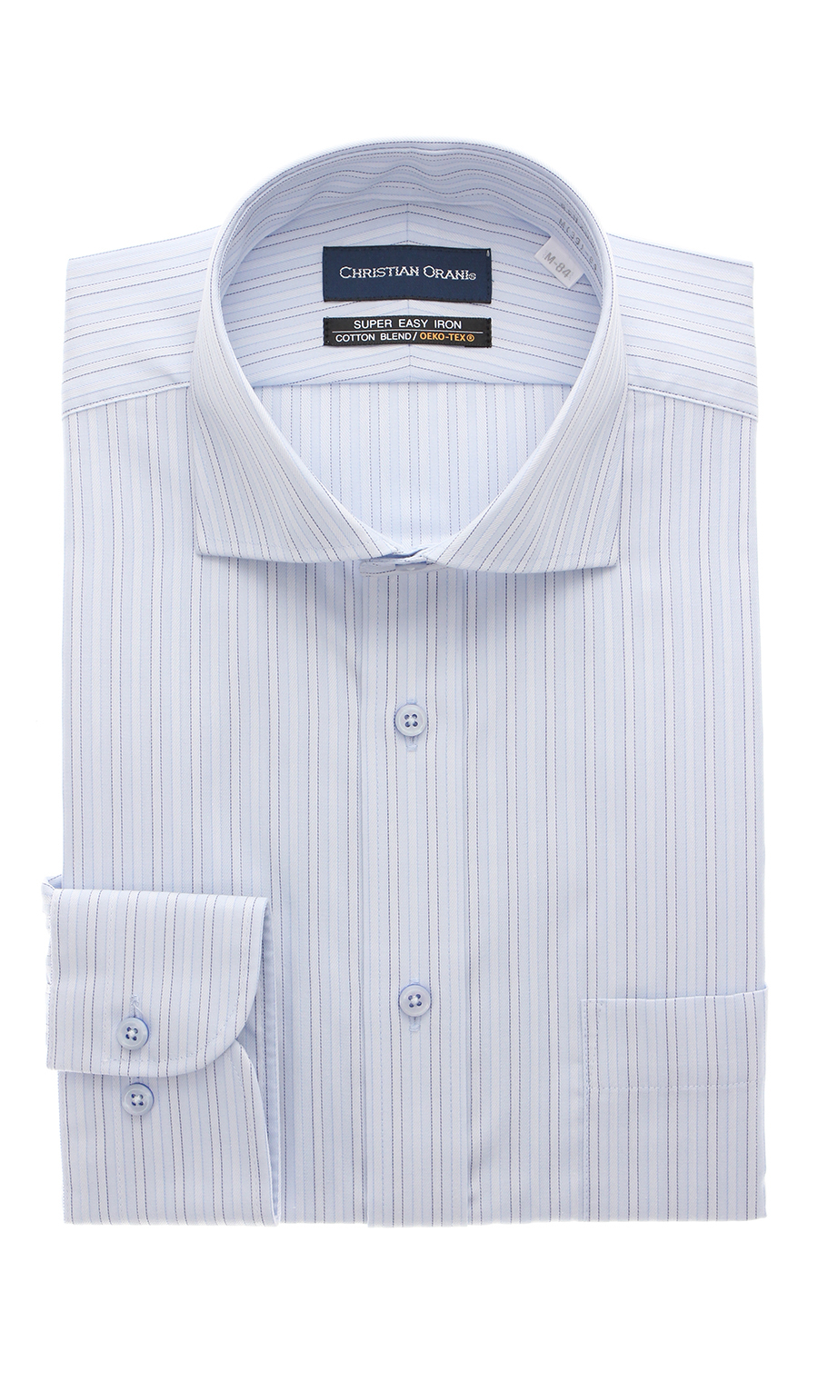 【訳アリ商品】ワイドカラースタンダードワイシャツ【DEOCROSS NEO】 ブルー 首周り:37cm,裄丈:82cm