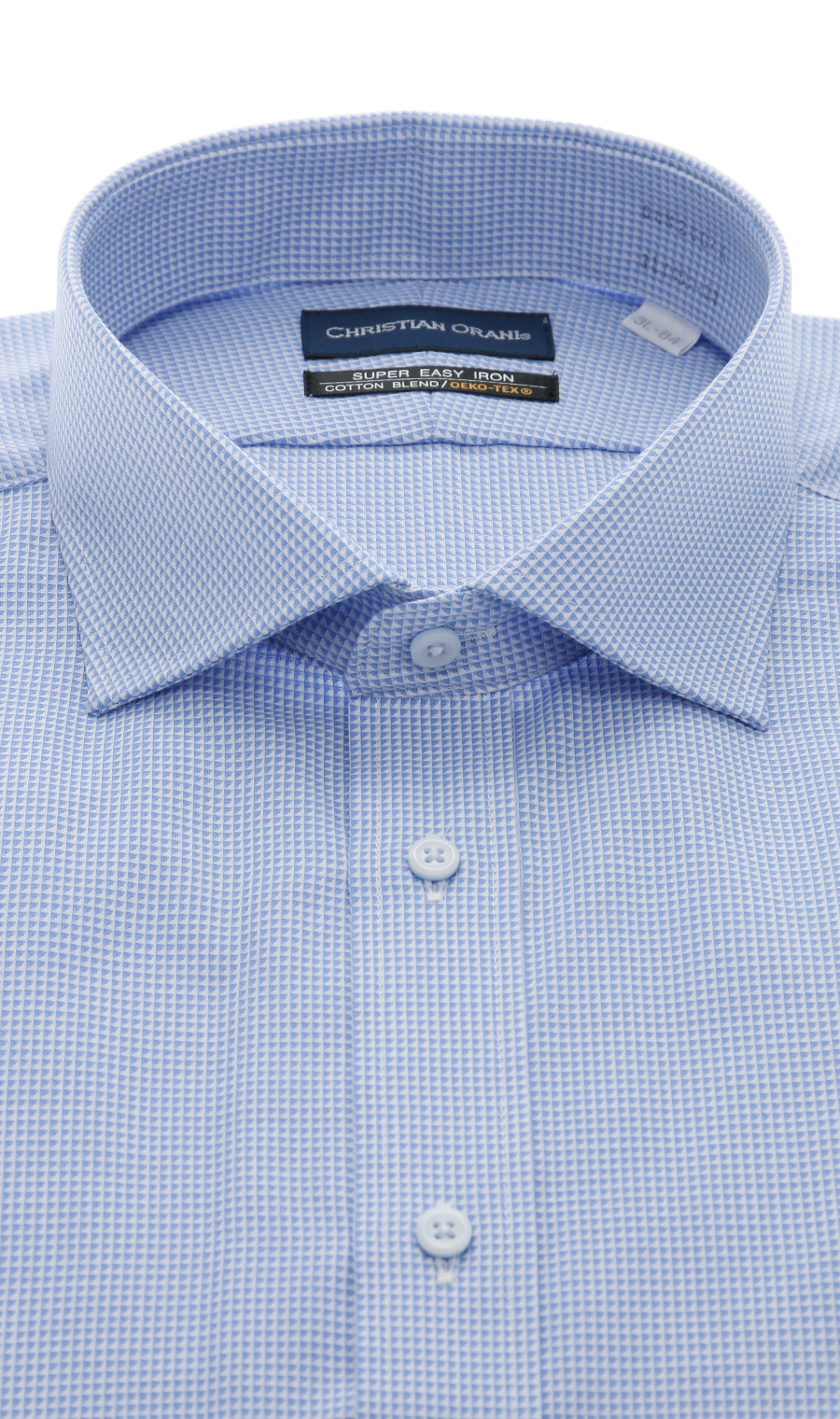 【訳アリ商品】ワイドカラースタンダードワイシャツ【キング&トール】【DEOCROSS NEO】 ブルー 首周り:47cm,裄丈:88cm