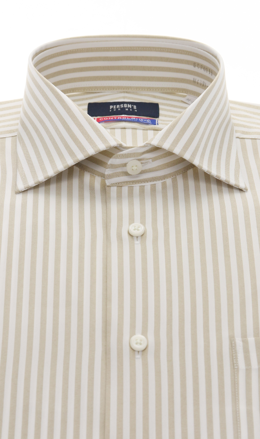 【訳アリ商品】ワイドカラースタイリッシュワイシャツ【CONTROLα】 ベージュ 首周り:39cm,裄丈:82cm