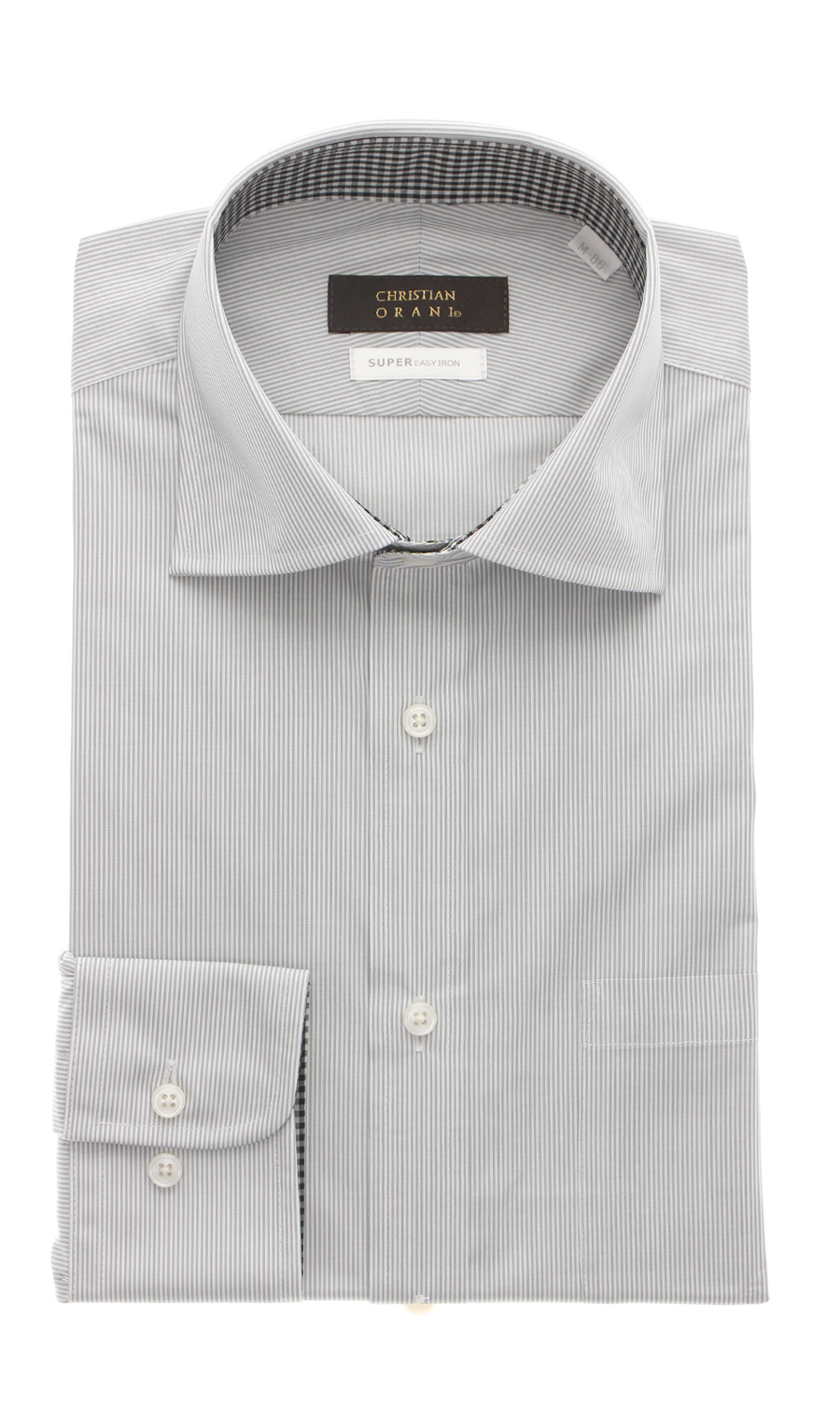 【訳アリ商品】ワイドカラースタイリッシュワイシャツ【HAND IRON】 グレー 首周り:37cm,裄丈:82cm