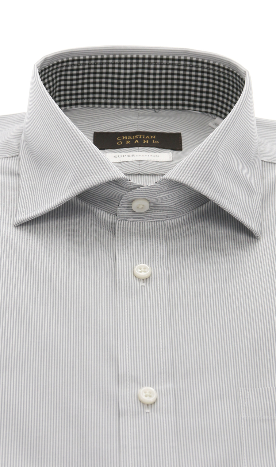 【訳アリ商品】ワイドカラースタイリッシュワイシャツ【HAND IRON】 グレー 首周り:37cm,裄丈:82cm