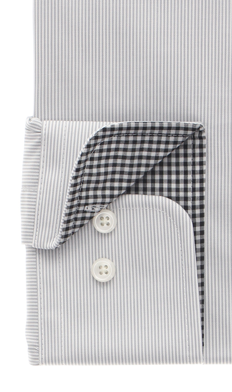 【訳アリ商品】ワイドカラースタイリッシュワイシャツ【HAND IRON】 グレー 首周り:37cm,裄丈:82cm