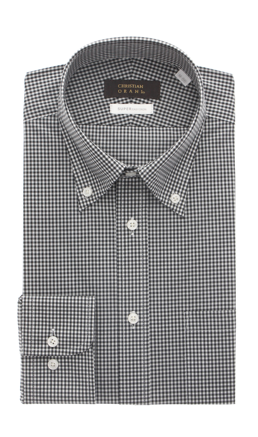 【訳アリ商品】ボタンダウンスタイリッシュワイシャツ【HAND IRON】 ブラック 首周り:41cm,裄丈:86cm