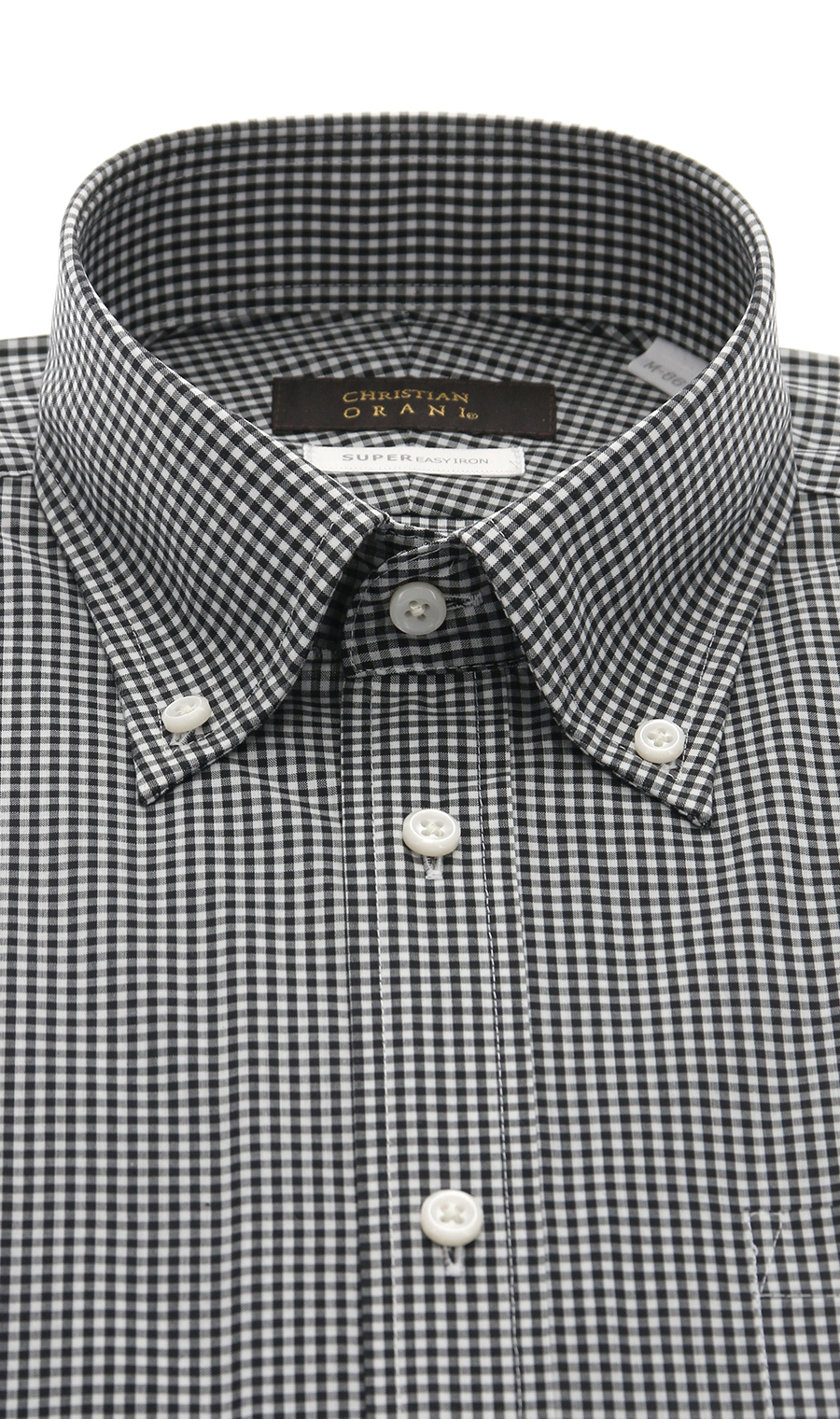 【訳アリ商品】ボタンダウンスタイリッシュワイシャツ【HAND IRON】 ブラック 首周り:41cm,裄丈:86cm