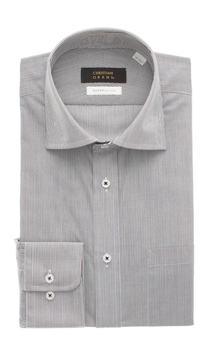 【訳アリ商品】ワイドカラースタイリッシュワイシャツ【HAND IRON】 グレー 首周り:37cm,裄丈:82cm