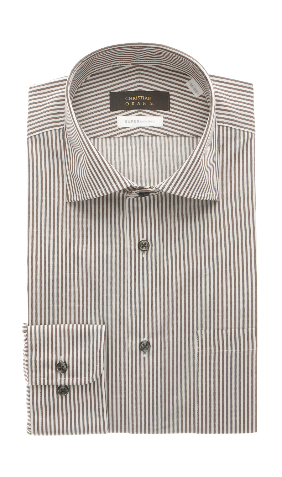 【訳アリ商品】ワイドカラースタイリッシュワイシャツ【HAND IRON】 ブラウン 首周り:39cm,裄丈:82cm